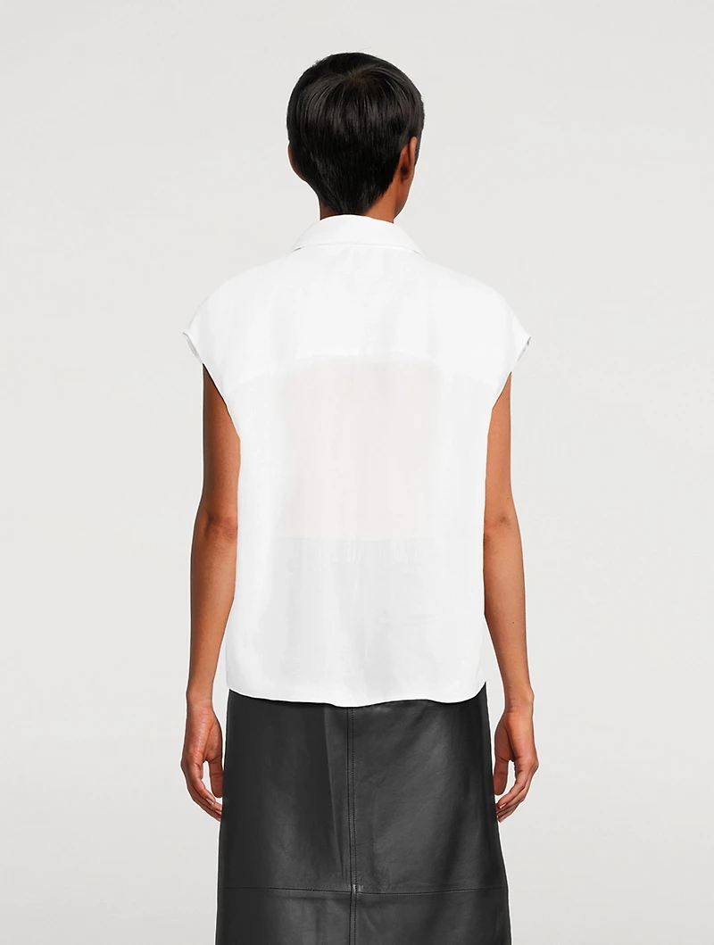 Linen Cap-Sleeve Shirt
