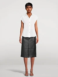 Linen Cap-Sleeve Shirt