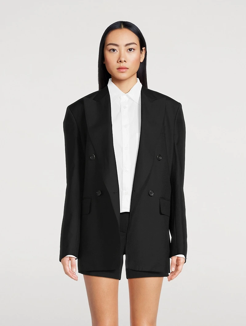 Open-Back Double-Breasted Blazer