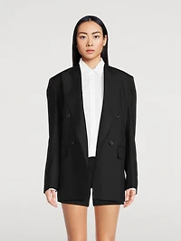 Open-Back Double-Breasted Blazer