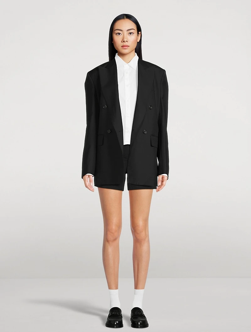 Open-Back Double-Breasted Blazer
