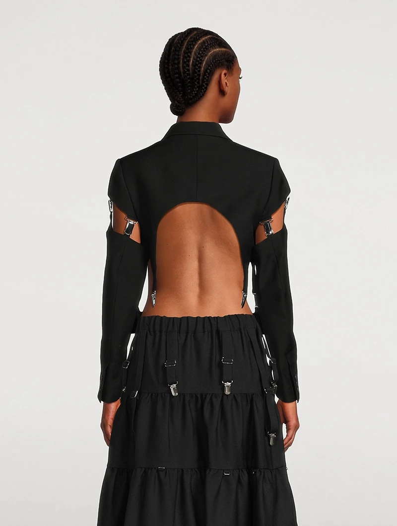 Purse Frame Cropped Wool Blazer