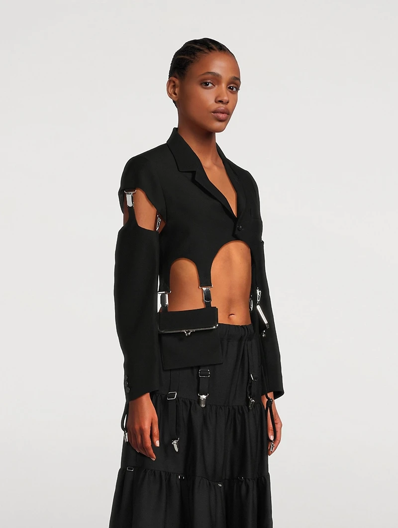 Purse Frame Cropped Wool Blazer