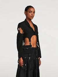 Purse Frame Cropped Wool Blazer