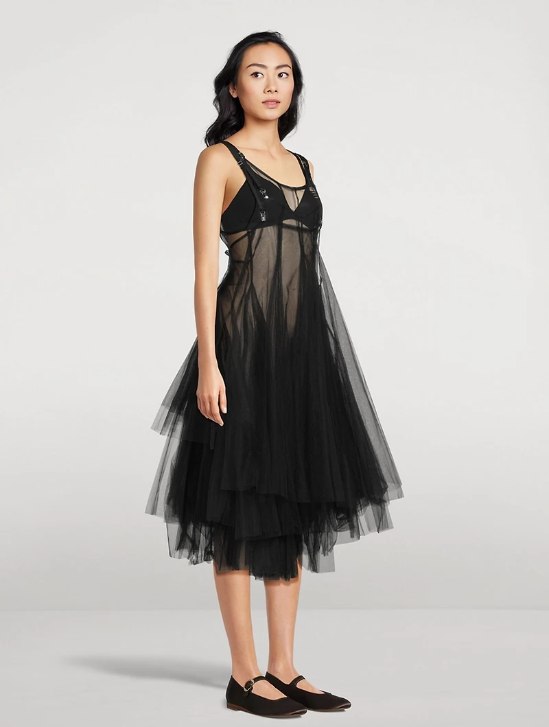 Sheer Tulle Midi Dress
