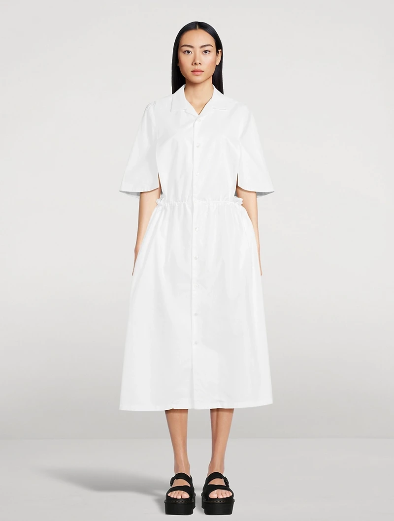 Cut-Out Poplin Shirt Dress