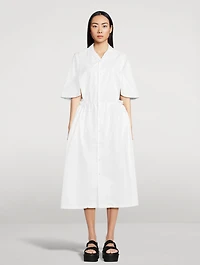 Cut-Out Poplin Shirt Dress