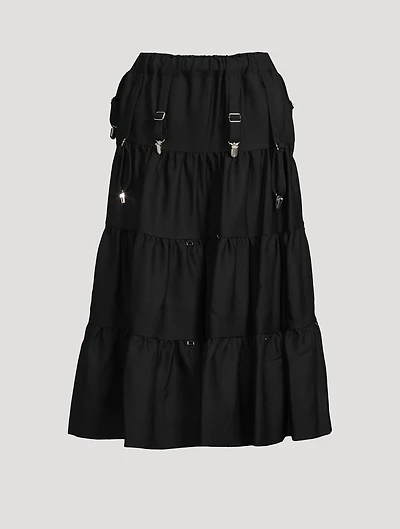 Tiered Wool Midi Skirt