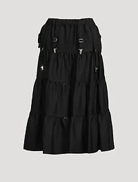 Tiered Wool Midi Skirt
