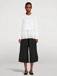 Tulle-Trimmed Long-Sleeve T-Shirt
