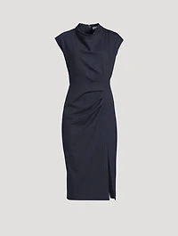 Athene Draped Midi Dress Pinstripe Print