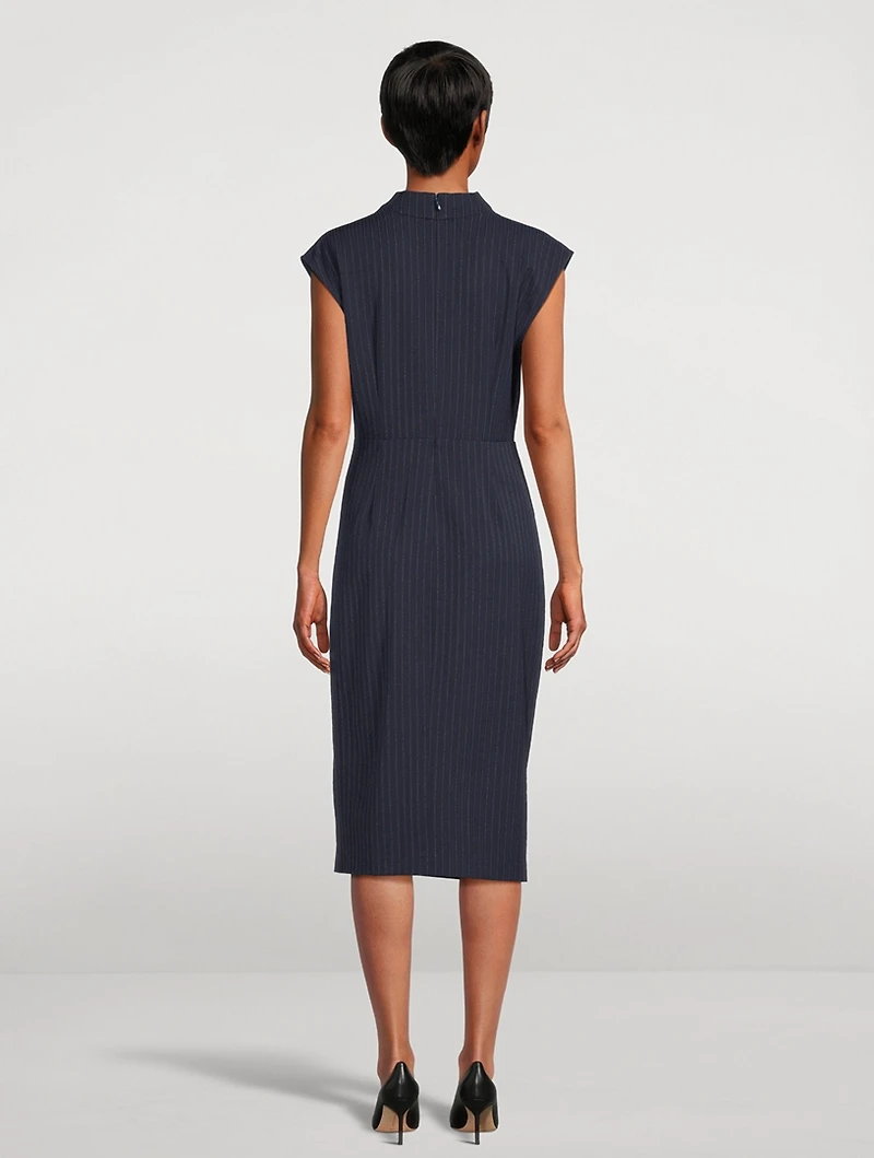 Athene Draped Midi Dress Pinstripe Print