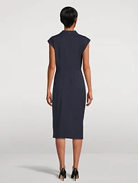 Athene Draped Midi Dress Pinstripe Print