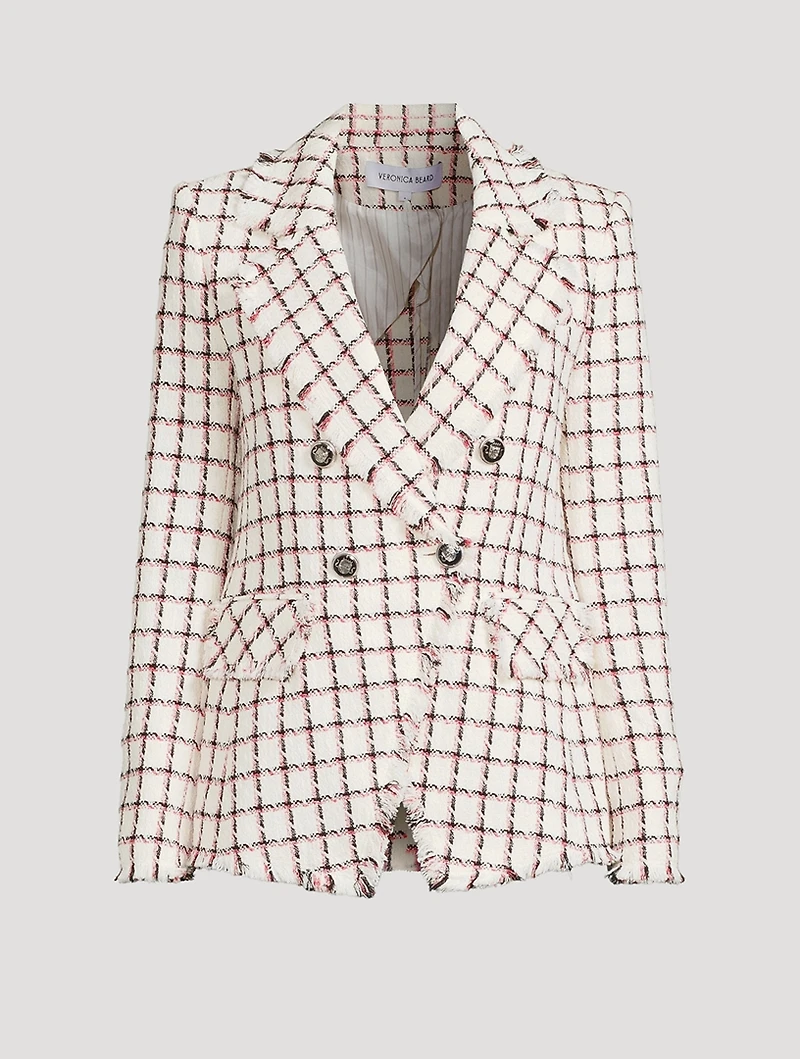 Taja Dickey Double-Breasted Tweed Blazer