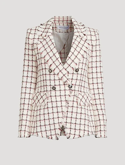 Taja Dickey Double-Breasted Tweed Blazer