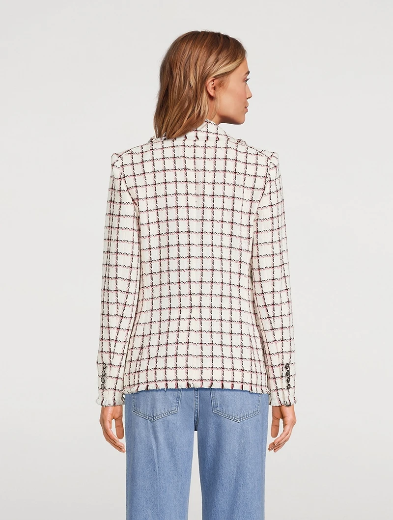 Taja Dickey Double-Breasted Tweed Blazer