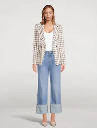 Taja Dickey Double-Breasted Tweed Blazer