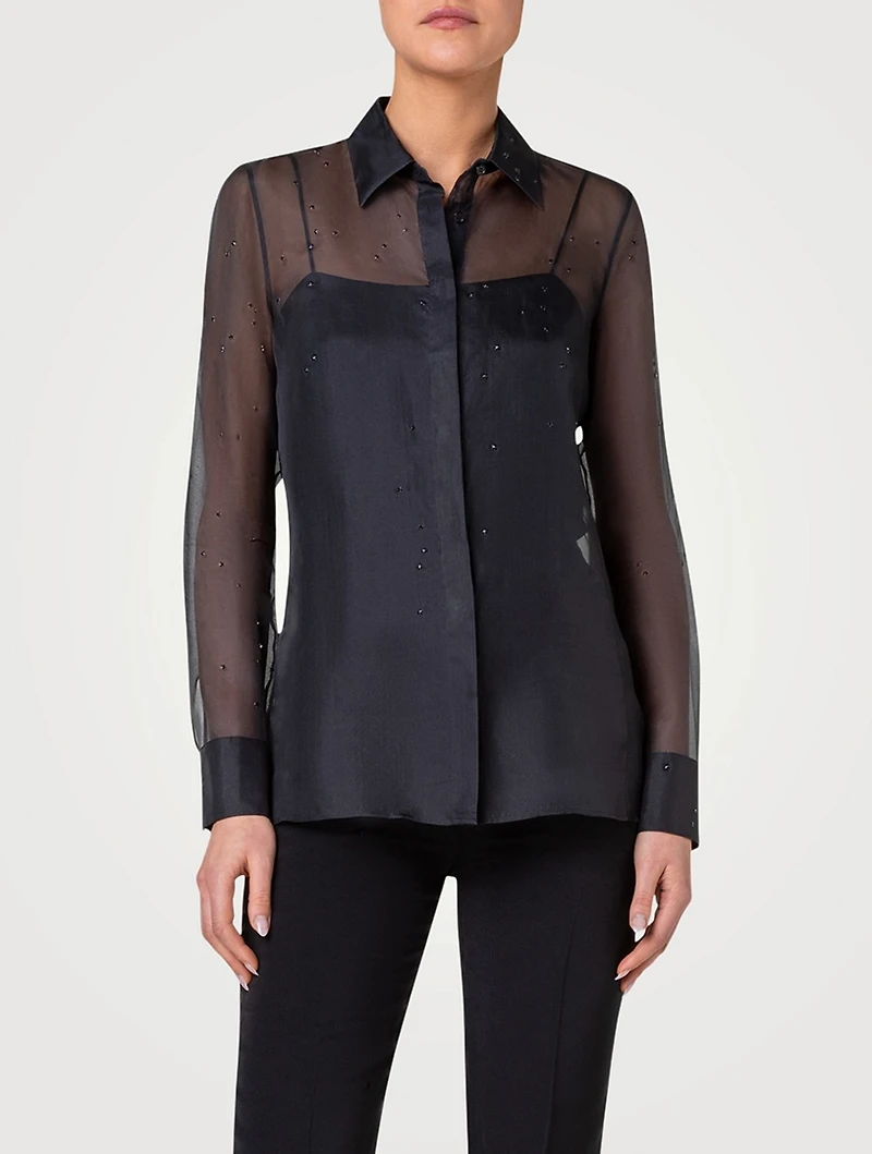 Embellished  Silk Organza Shirt