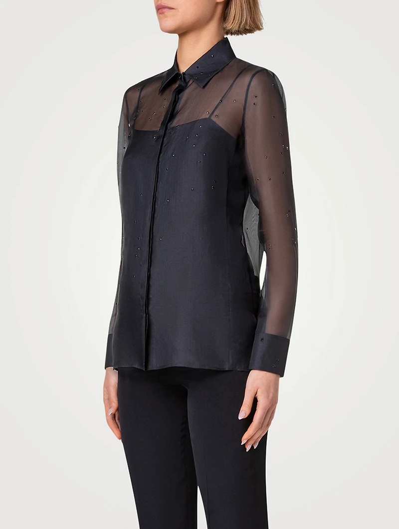 Embellished  Silk Organza Shirt
