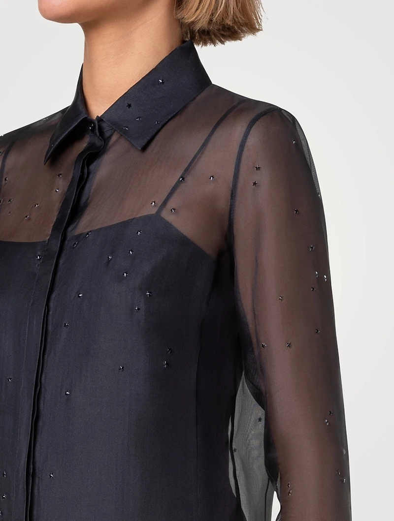 Embellished  Silk Organza Shirt