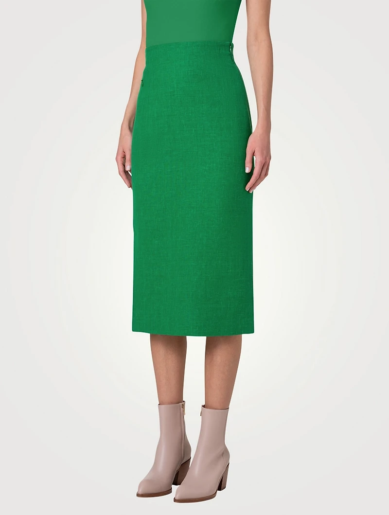Linen And Wool Pencil Skirt