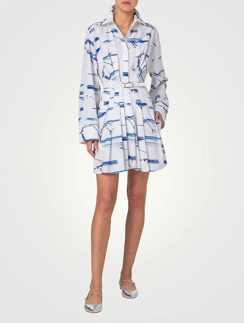 Cotton Shirt Dress Kasuri Birds Print