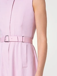 Belted Stretch-Denim Shirt Dress