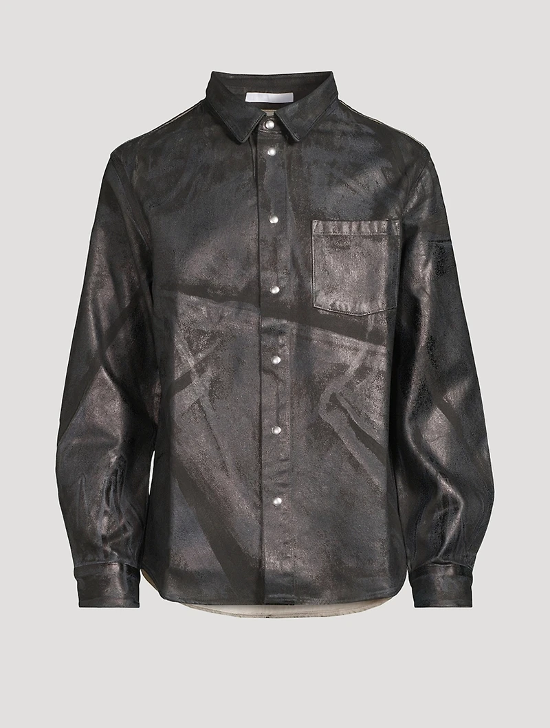 Foiled Denim Shirt Jacket