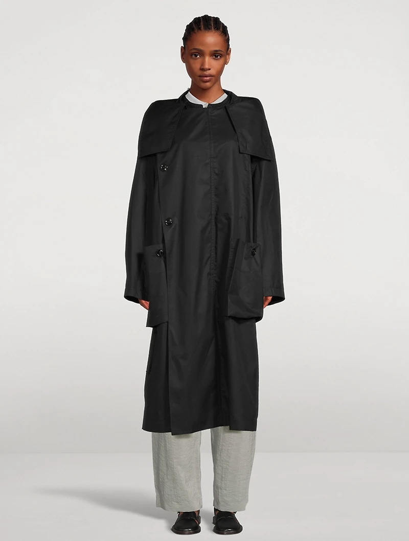 Asymmetric Cotton Gabardine Coat