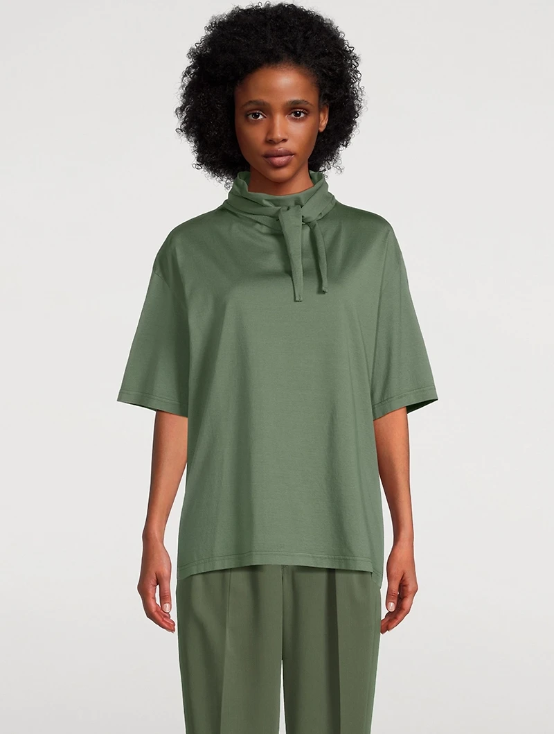 Mercerized Jersey T-Shirt With Foulard
