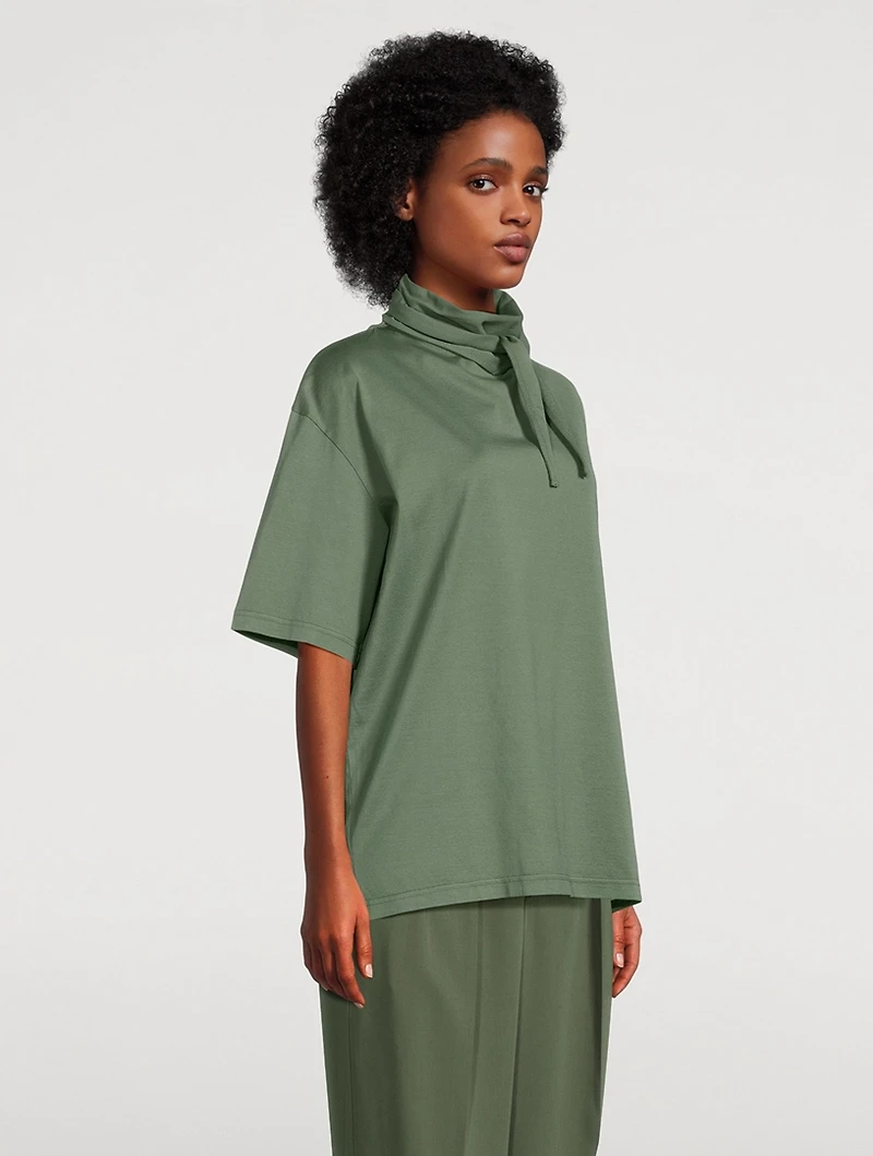 Mercerized Jersey T-Shirt With Foulard
