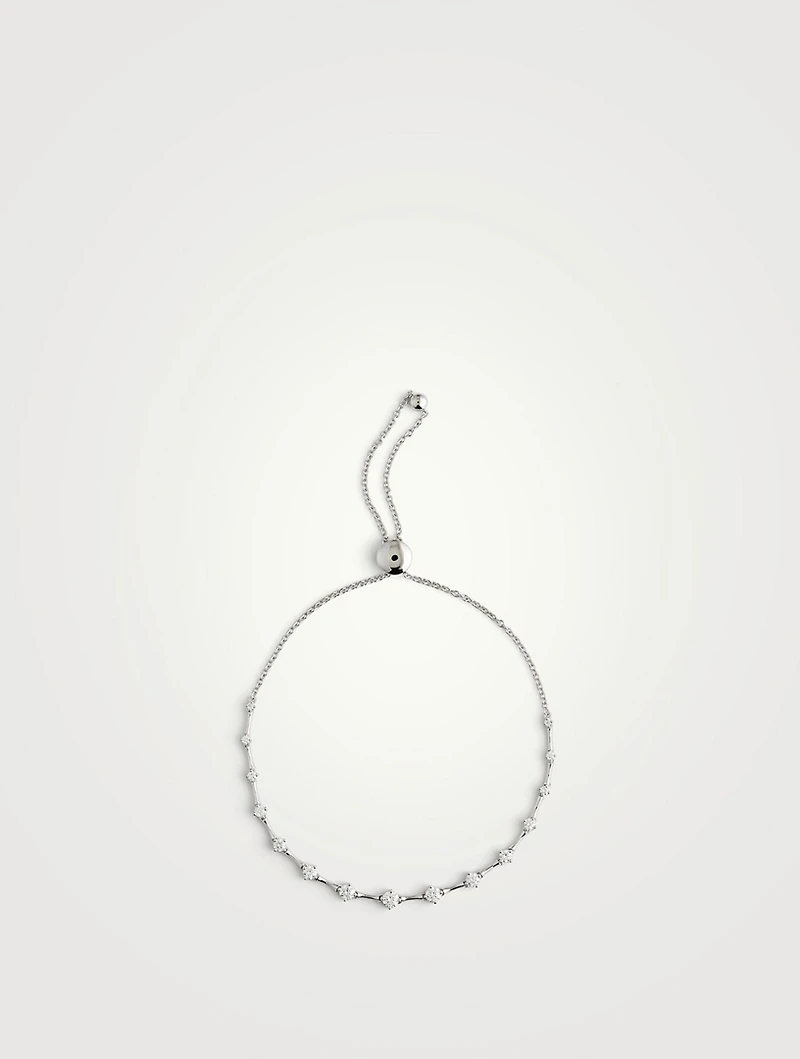 Small Cadence 18K White Gold Bolo Bracelet With Diamonds