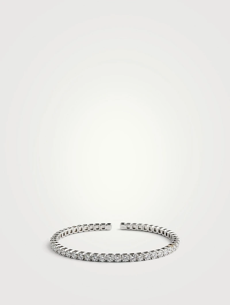 Open Flex 18K White Gold Bangle With Diamonds