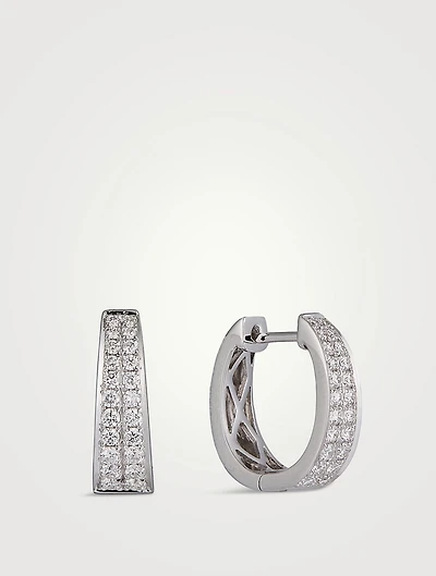 Small Meryl 18K White Gold Huggie Earrings With Diamonds