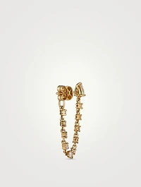 18K Gold Pear Stud Loop Earrings With Diamonds