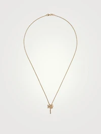 Small 18K Gold Diamond Palm Tree Pendant Necklace