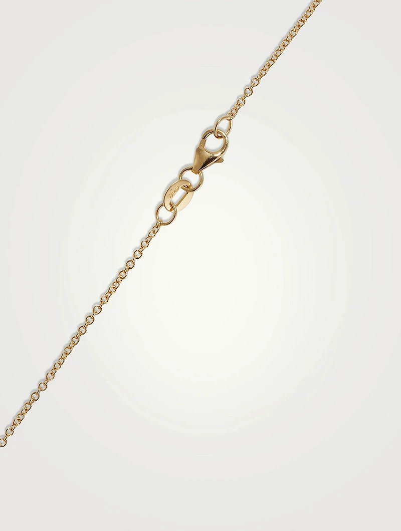 Small 18K Gold Diamond Palm Tree Pendant Necklace