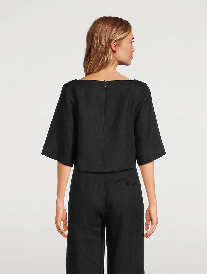 Shay Linen Cropped Top