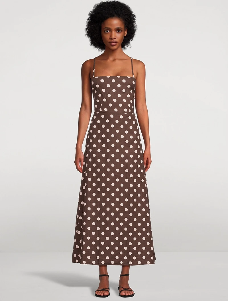 Lori Linen Dress Polka Dot Print