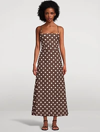 Lori Linen Dress Polka Dot Print