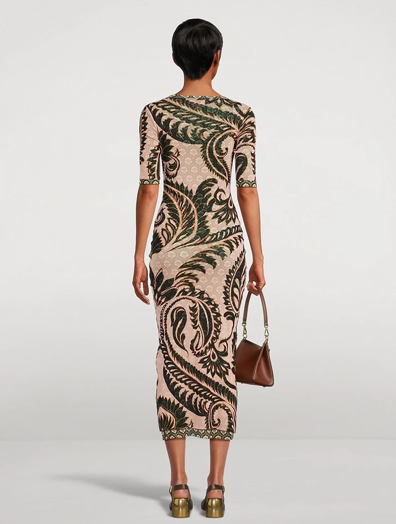 Printed Tulle Midi Dress