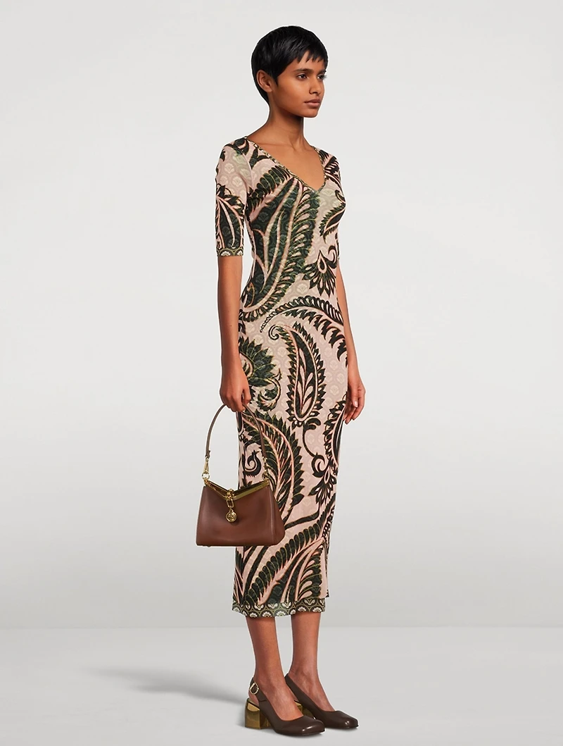 Printed Tulle Midi Dress