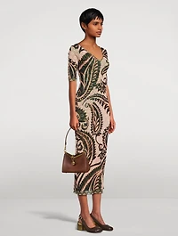 Printed Tulle Midi Dress