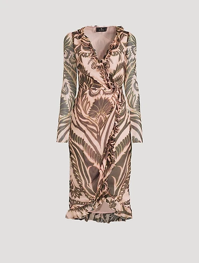 Silk Wrap Dress Angkor Print