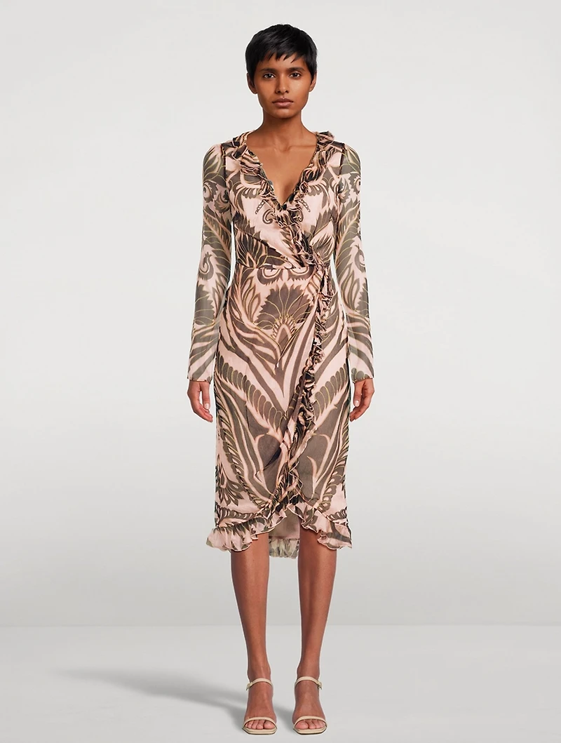 Silk Wrap Dress Angkor Print