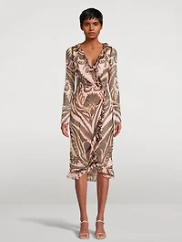 Silk Wrap Dress Angkor Print