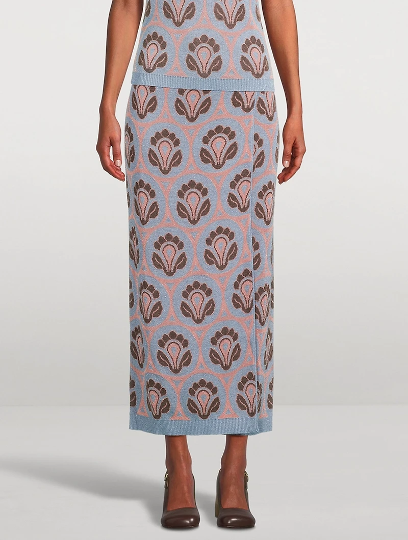 Aurea Jacquard Wrap Midi Skirt