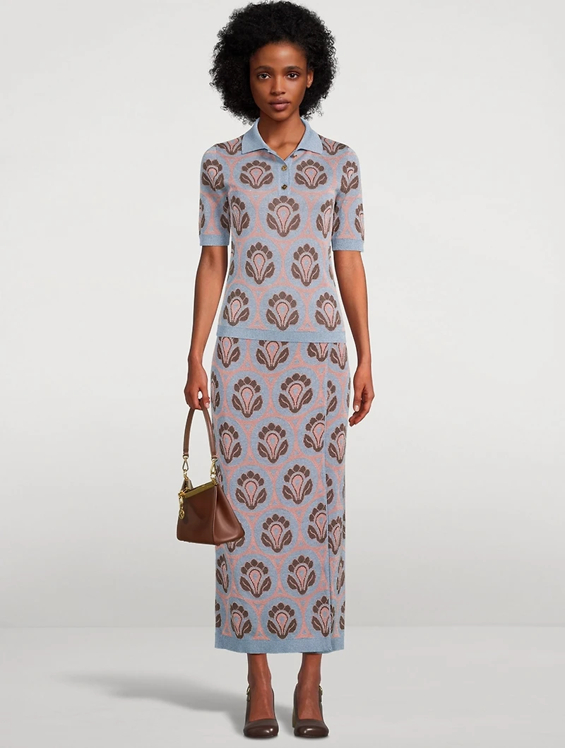 Aurea Jacquard Wrap Midi Skirt