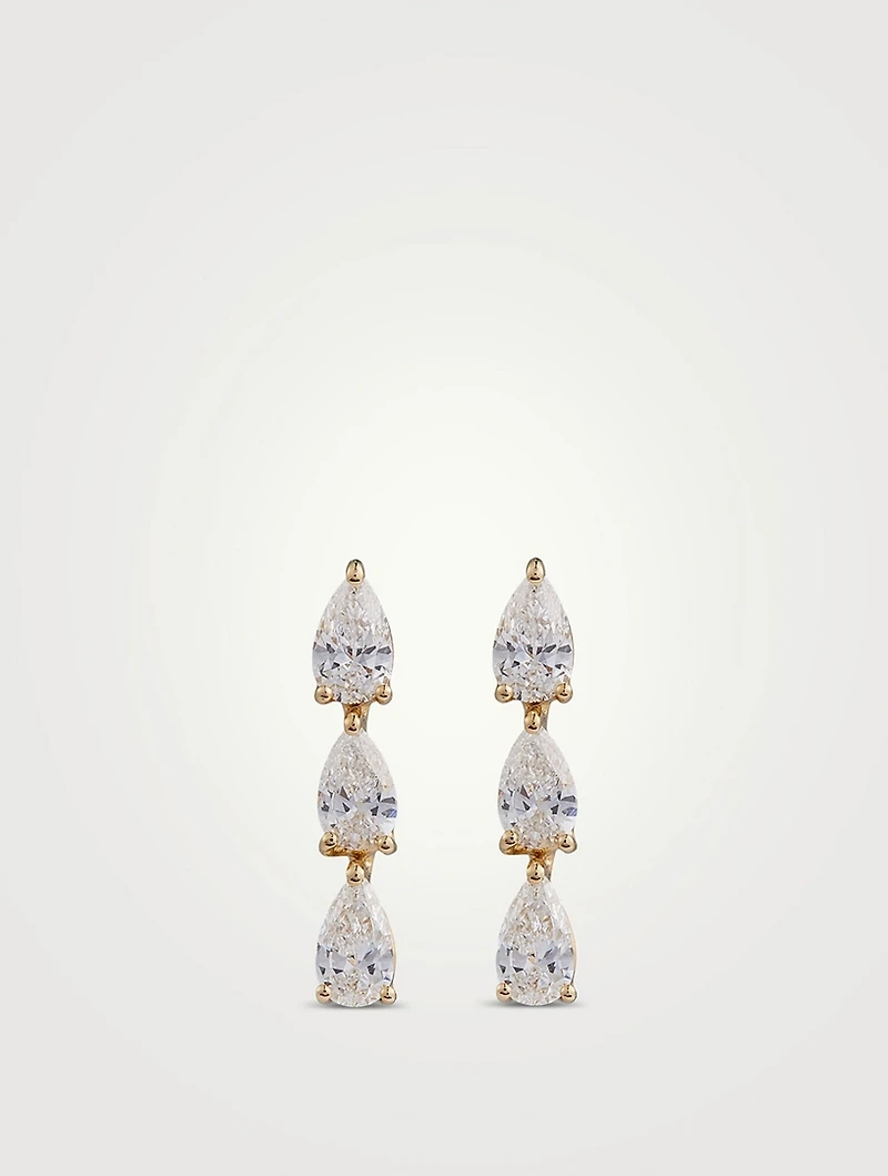 18K Gold Drop Earrings With Diamonds