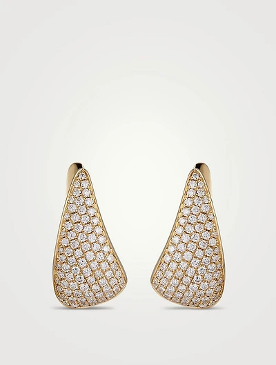 18K Gold Claw Earrings With Diamonds